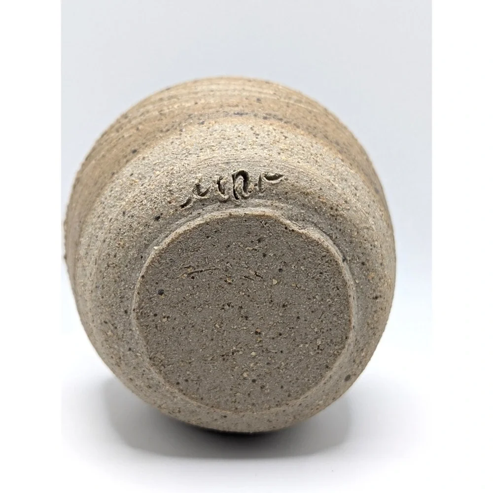 Handmade Studio Pottery Vase Signed Stoneware Bud Vase Speckled Rustic Artisan